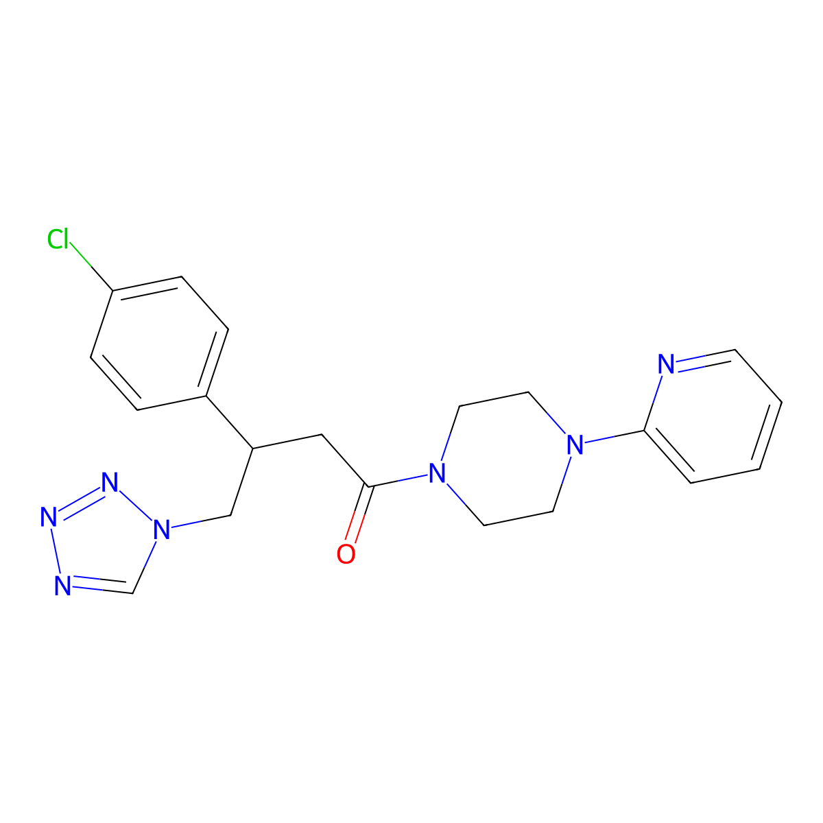 3-(4-chlorophenyl)-1-[4-(pyridin-2-yl)piperazin-1-yl]-4-(1H-tetrazol-1-yl)butan-1-one molecular structure, CAS 1574485-71-4