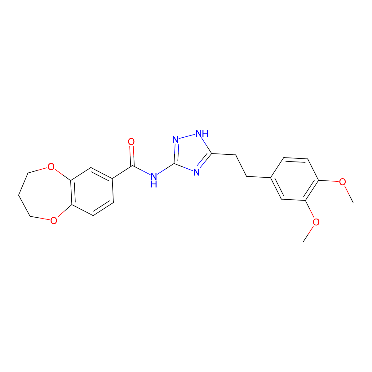 N-{3-[2-(3,4-dimethoxyphenyl)ethyl]-1H-1,2,4-triazol-5-yl}-3,4-dihydro-2H-1,5-benzodioxepine-7-carboxamide molecular structure, CAS 1574485-78-1