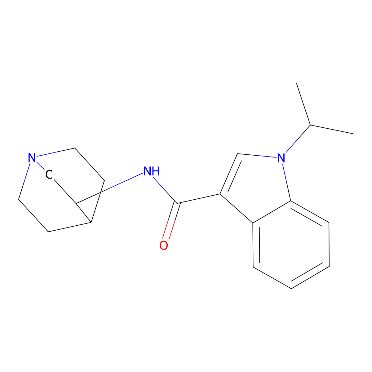 N-(1-azabicyclo[2.2.2]oct-3-yl)-1-(propan-2-yl)-1H-indole-3-carboxamide molecular structure, CAS 1574485-80-5