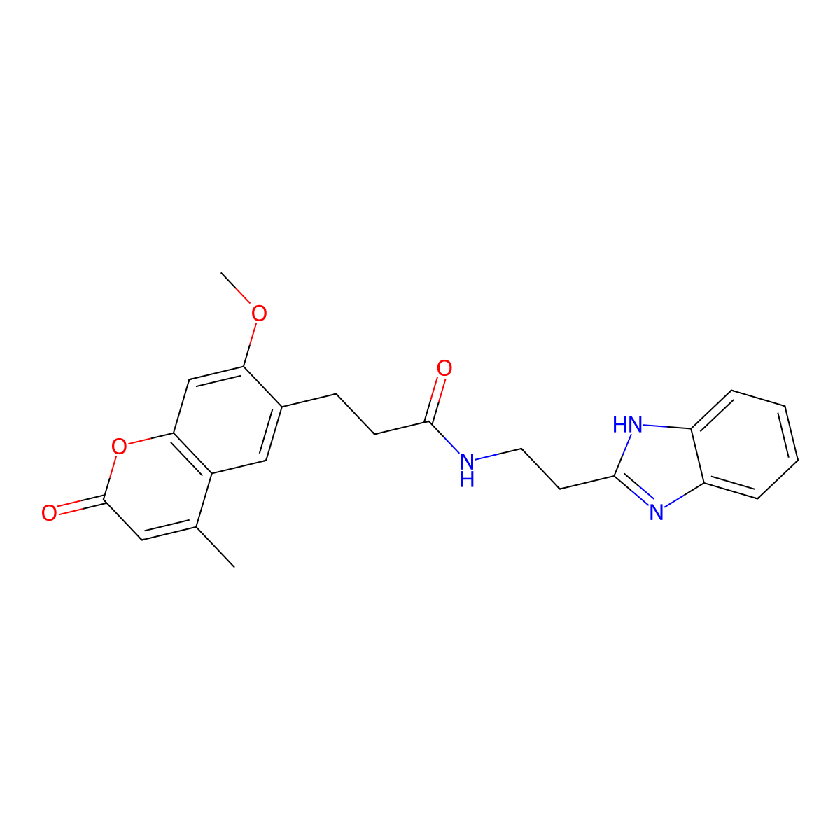 N-[2-(1H-benzimidazol-2-yl)ethyl]-3-(7-methoxy-4-methyl-2-oxo-2H-chromen-6-yl)propanamide molecular structure, CAS 1574485-82-7