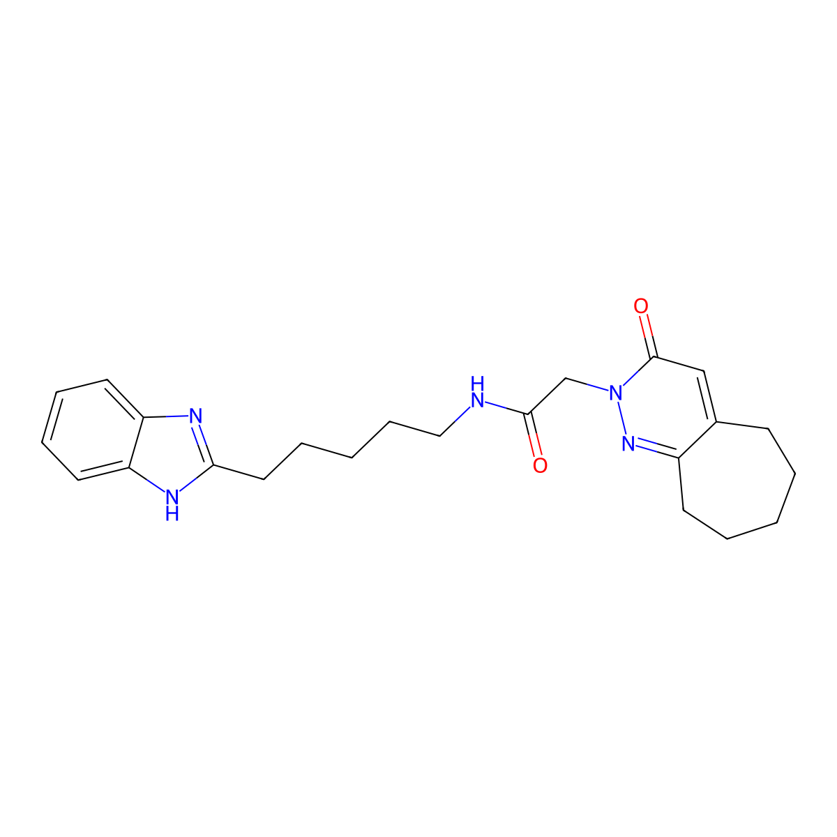 N-[5-(1H-benzimidazol-2-yl)pentyl]-2-(3-oxo-3,5,6,7,8,9-hexahydro-2H-cyclohepta[c]pyridazin-2-yl)acetamide molecular structure, CAS 1574485-91-8