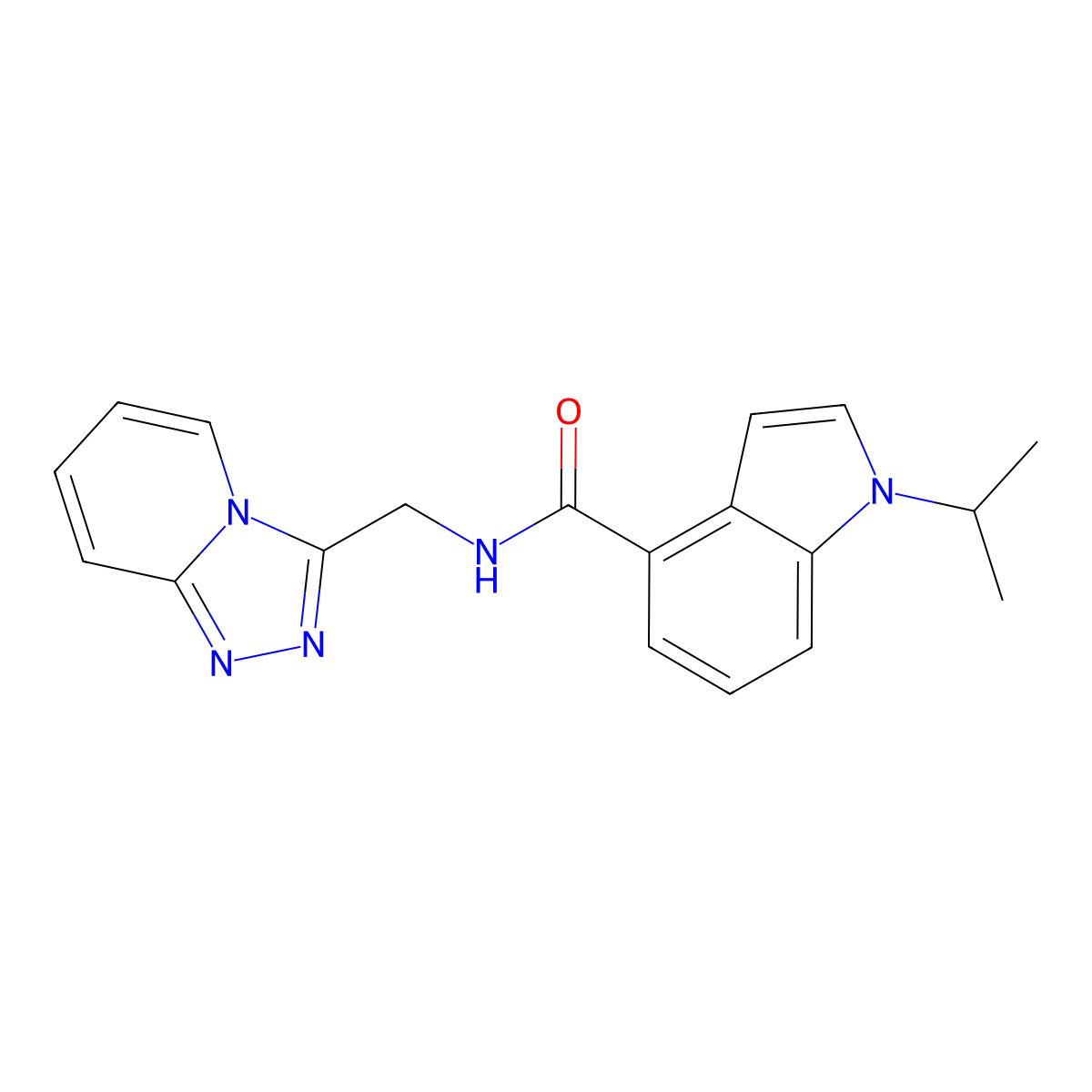 1-isopropyl-N-([1,2,4]triazolo[4,3-a]pyridin-3-ylmethyl)-1H-indole-4-carboxamide molecular structure, CAS 1574486-00-2