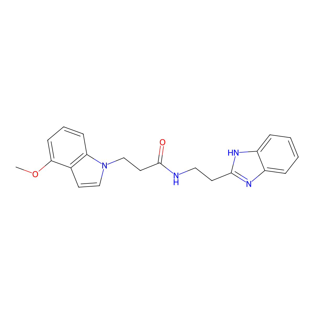 N-[2-(1H-1,3-benzimidazol-2-yl)ethyl]-3-(4-methoxy-1H-indol-1-yl)propanamide molecular structure, CAS 1574492-45-7
