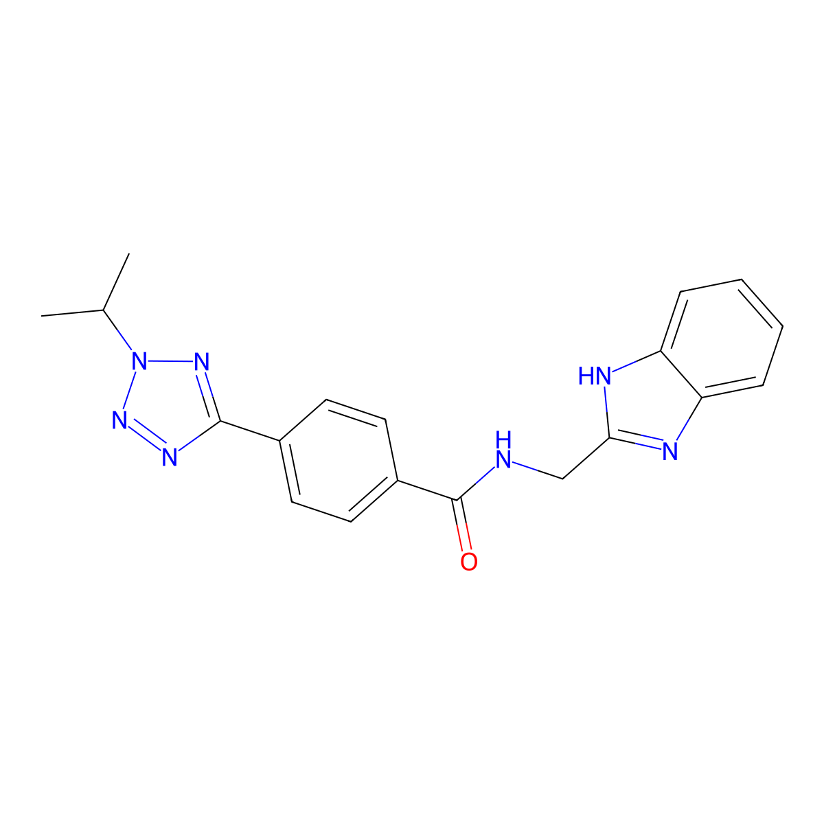 N-(1H-1,3-benzimidazol-2-ylmethyl)-4-(2-isopropyl-2H-1,2,3,4-tetraazol-5-yl)benzamide molecular structure, CAS 1574492-59-3