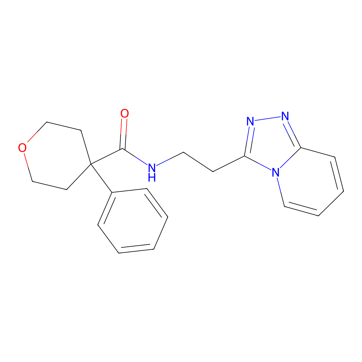 4-phenyl-N-[2-([1,2,4]triazolo[4,3-a]pyridin-3-yl)ethyl]tetrahydro-2H-pyran-4-carboxamide molecular structure, CAS 1574492-69-5