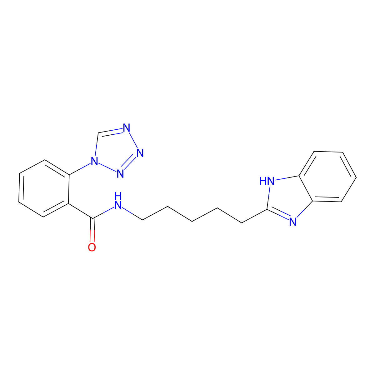 N-[5-(1H-benzimidazol-2-yl)pentyl]-2-(1H-tetrazol-1-yl)benzamide molecular structure, CAS 1574492-79-7
