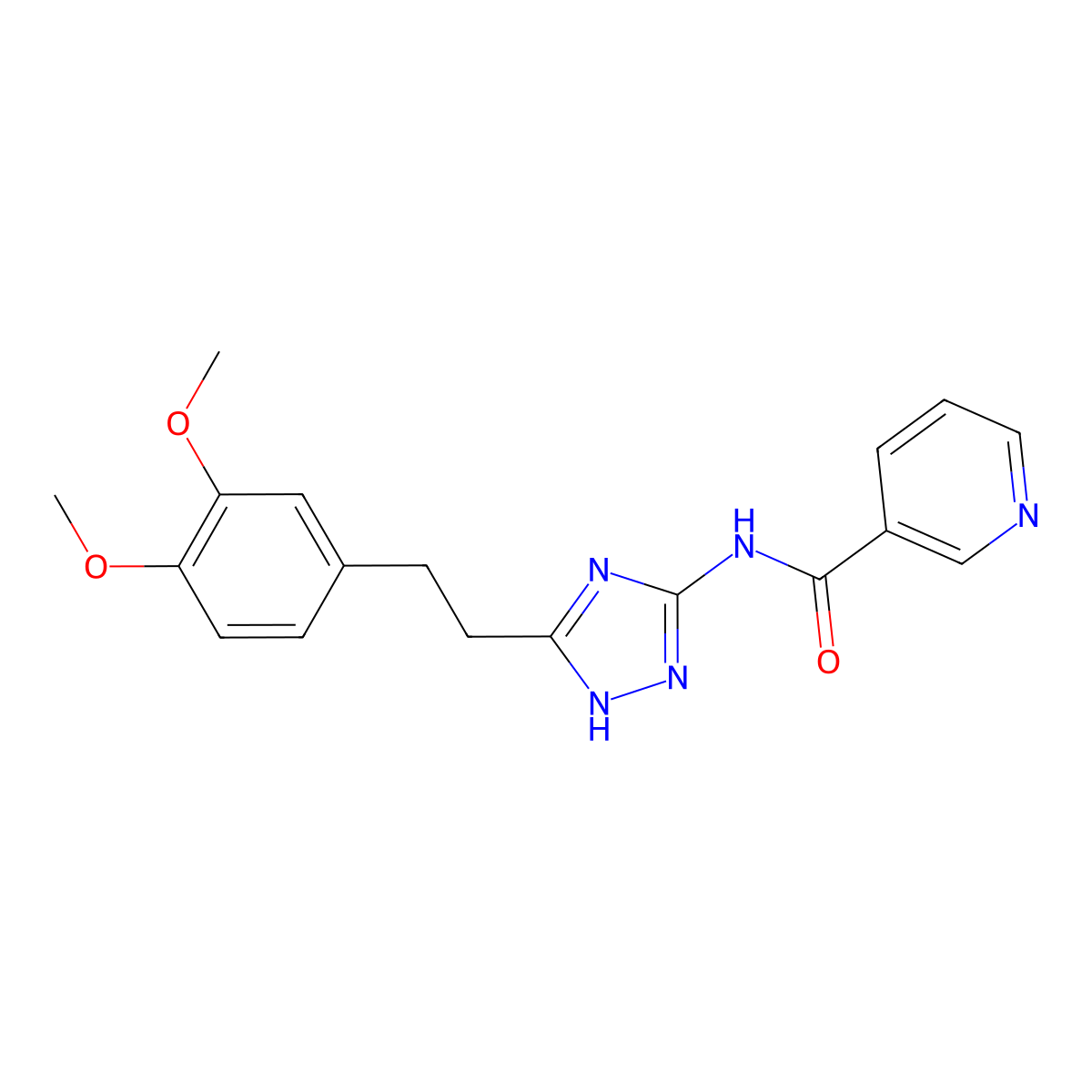 N-{3-[2-(3,4-dimethoxyphenyl)ethyl]-1H-1,2,4-triazol-5-yl}pyridine-3-carboxamide molecular structure, CAS 1574493-02-9