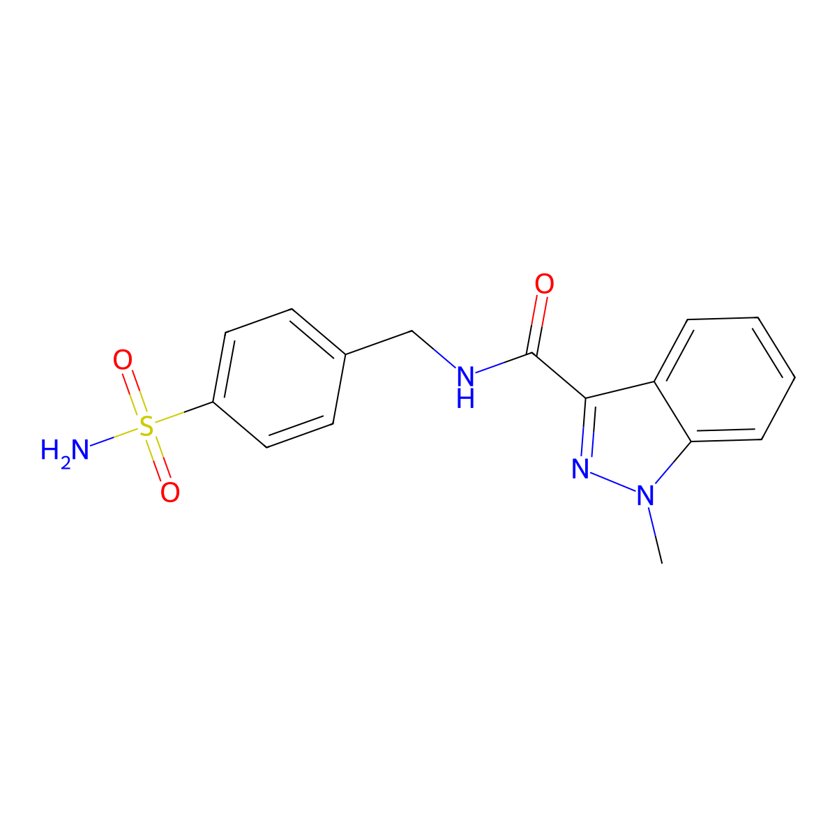 1-methyl-N-(4-sulfamoylbenzyl)-1H-indazole-3-carboxamide molecular structure, CAS 1574493-25-6
