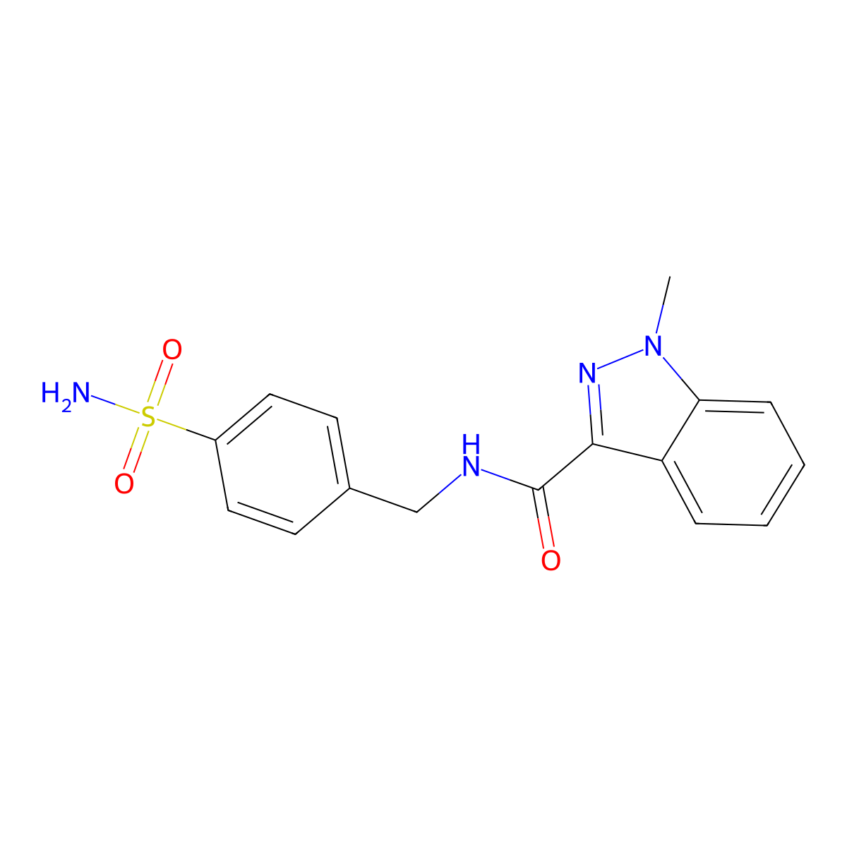 1-methyl-N-(4-sulfamoylbenzyl)-1H-indazole-3-carboxamide molecular structure, CAS 1574493-25-6