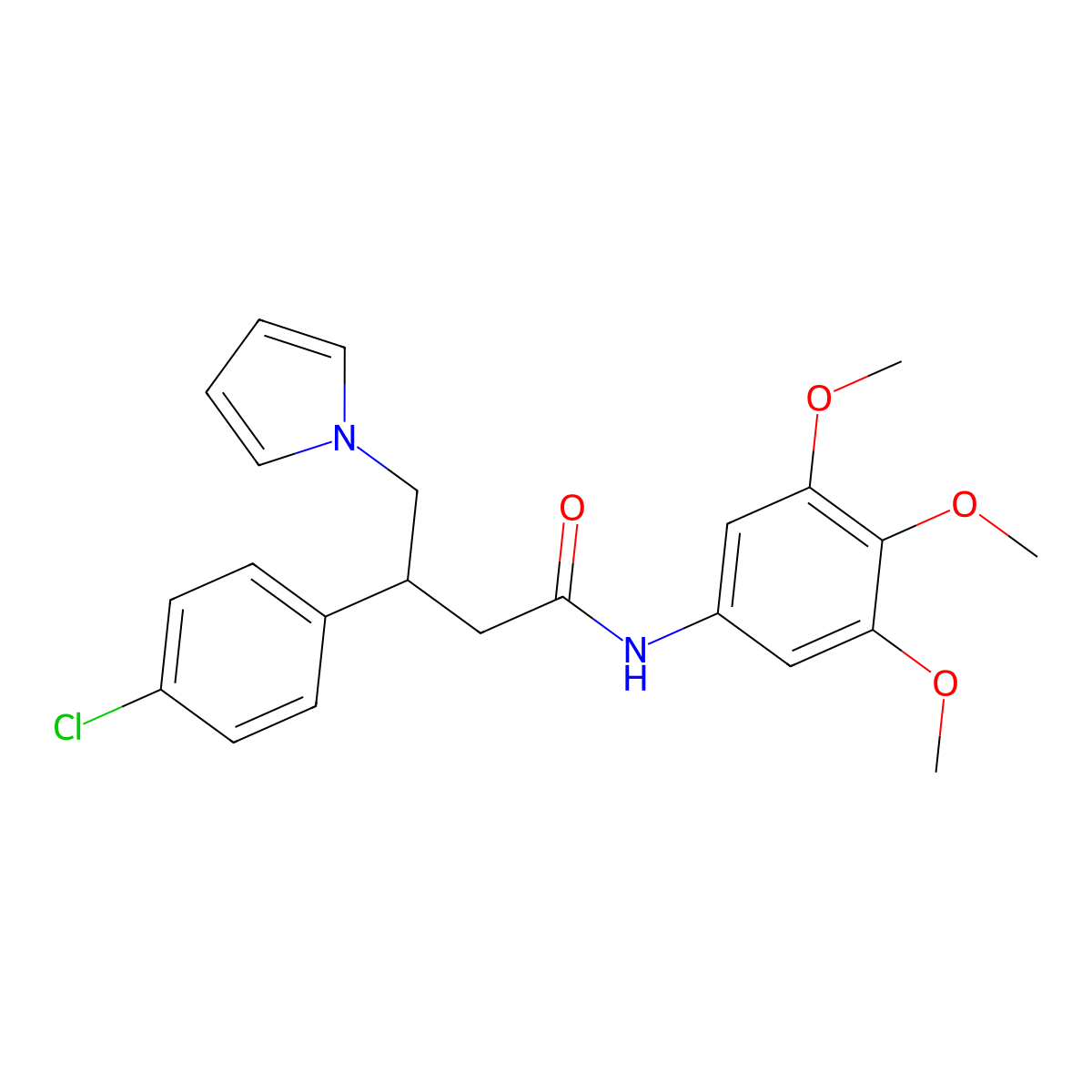 3-(4-chlorophenyl)-4-(1H-pyrrol-1-yl)-N-(3,4,5-trimethoxyphenyl)butanamide molecular structure, CAS 1574493-31-4