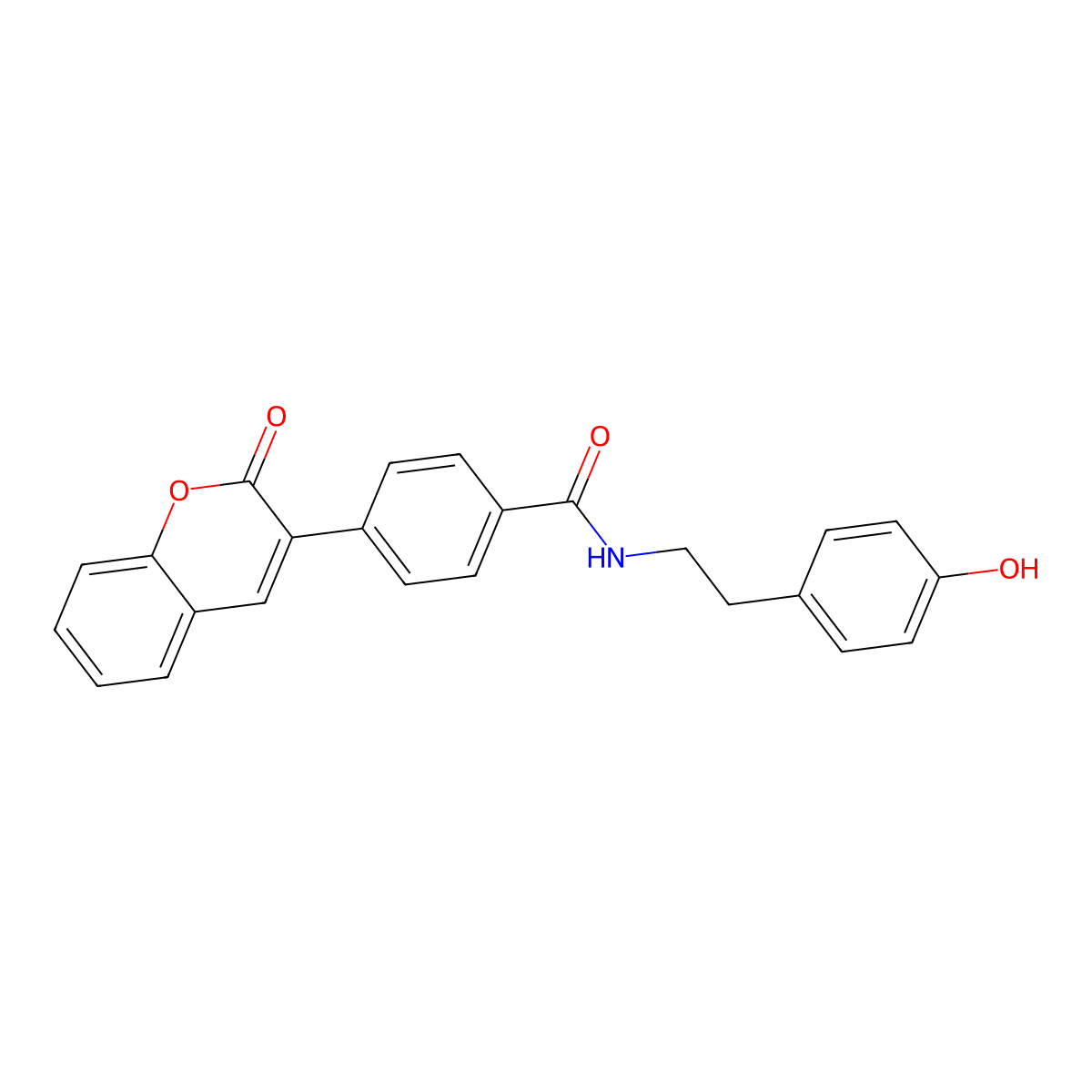 N-[2-(4-hydroxyphenyl)ethyl]-4-(2-oxo-2H-chromen-3-yl)benzamide molecular structure, CAS 1574493-36-9