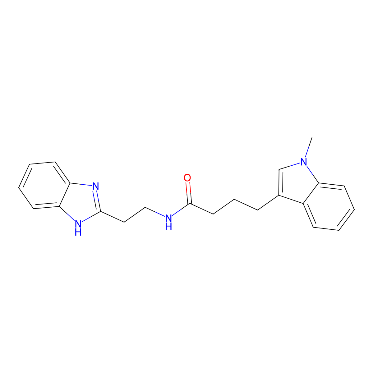 N-[2-(1H-1,3-benzimidazol-2-yl)ethyl]-4-(1-methyl-1H-indol-3-yl)butanamide molecular structure, CAS 1574493-46-1