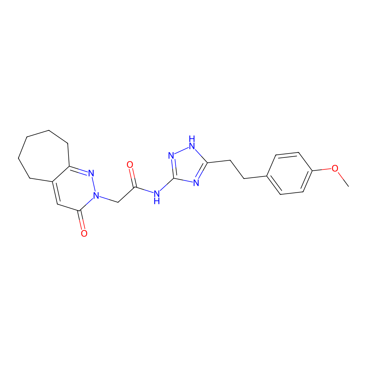 N-[5-(4-methoxyphenethyl)-1H-1,2,4-triazol-3-yl]-2-(3-oxo-3,5,6,7,8,9-hexahydro-2H-cyclohepta[c]pyridazin-2-yl)acetamide molecular structure, CAS 1574493-81-4