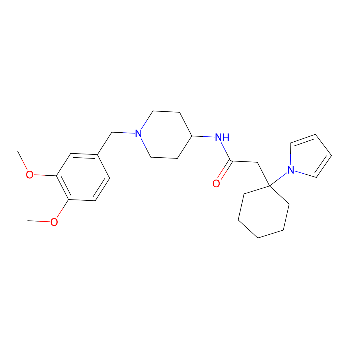N-[1-(3,4-dimethoxybenzyl)piperidin-4-yl]-2-[1-(1H-pyrrol-1-yl)cyclohexyl]acetamide molecular structure, CAS 1574493-89-2