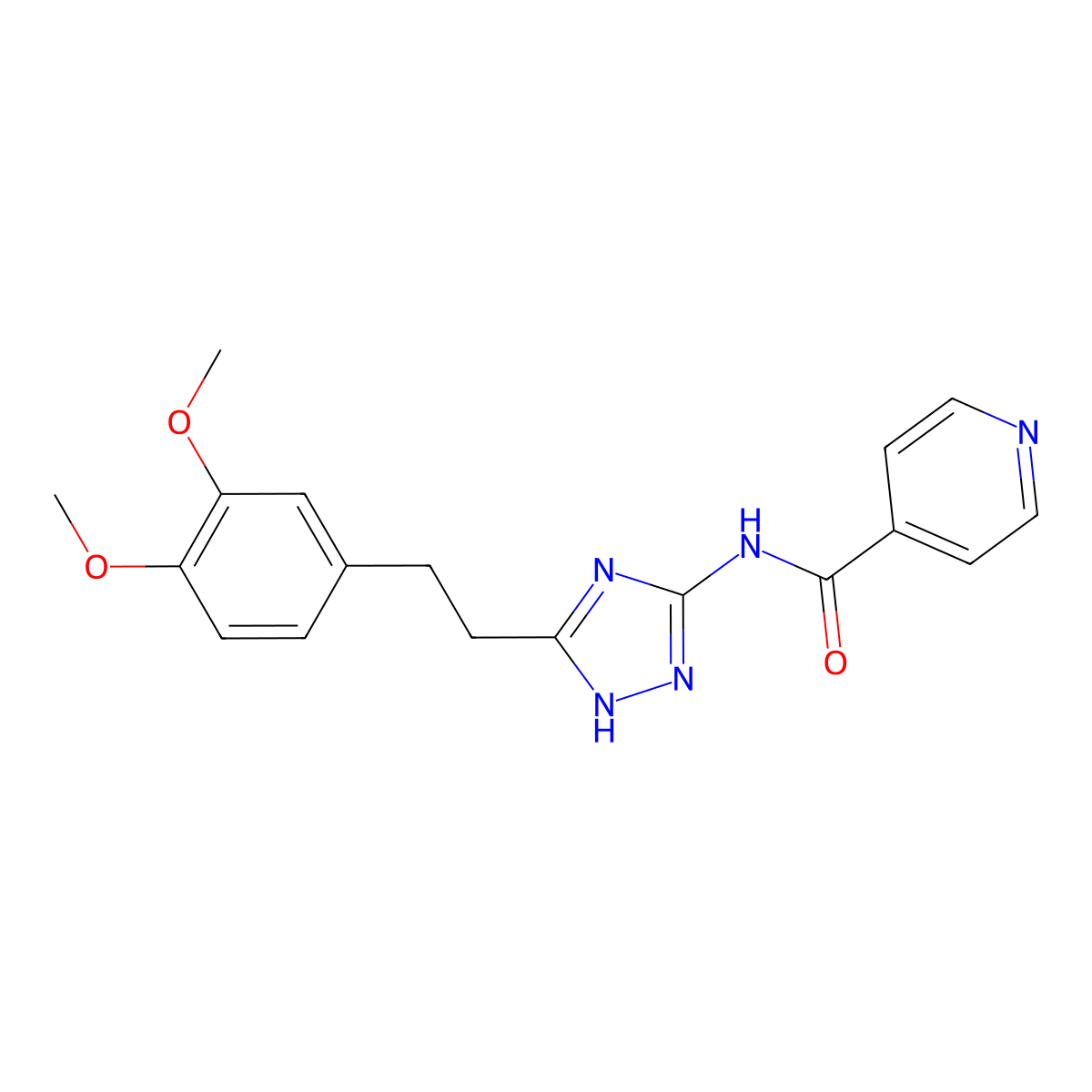 N-{3-[2-(3,4-dimethoxyphenyl)ethyl]-1H-1,2,4-triazol-5-yl}pyridine-4-carboxamide molecular structure, CAS 1574493-94-9