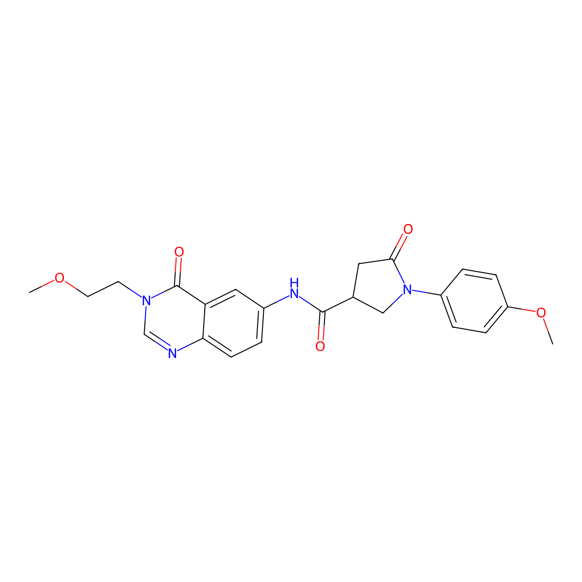 N-[3-(2-methoxyethyl)-4-oxo-3,4-dihydroquinazolin-6-yl]-1-(4-methoxyphenyl)-5-oxopyrrolidine-3-carboxamide molecular structure, CAS 1574493-95-0