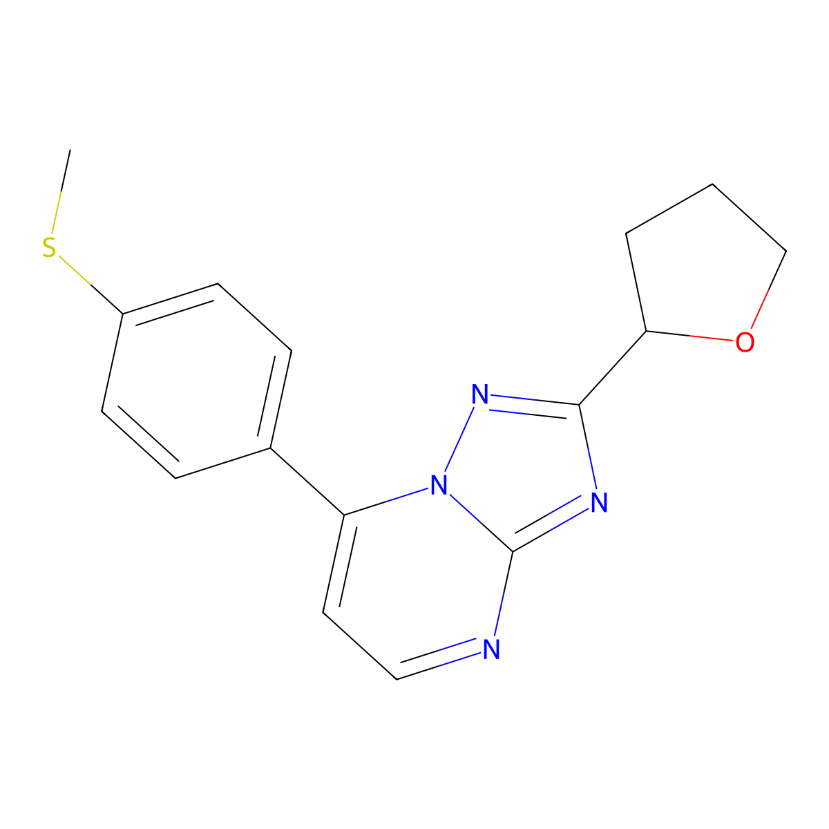 7-[4-(Methylsulfanyl)phenyl]-2-(tetrahydrofuran-2-yl)[1,2,4]triazolo[1,5-a]pyrimidine molecular structure, CAS 1574494-21-5