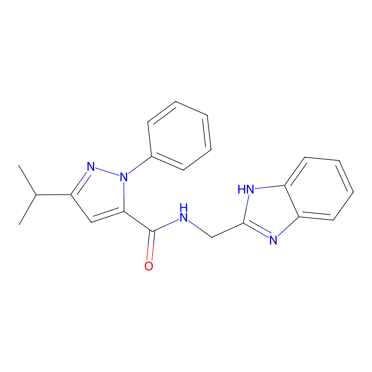 N-(1H-1,3-benzimidazol-2-ylmethyl)-3-isopropyl-1-phenyl-1H-pyrazole-5-carboxamide molecular structure, CAS 1574494-35-1