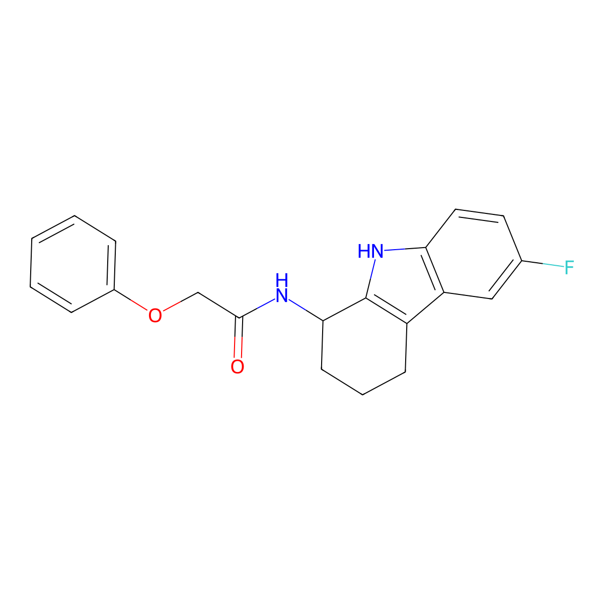 N-(6-fluoro-2,3,4,9-tetrahydro-1H-carbazol-1-yl)-2-phenoxyacetamide molecular structure, CAS 1574494-39-5