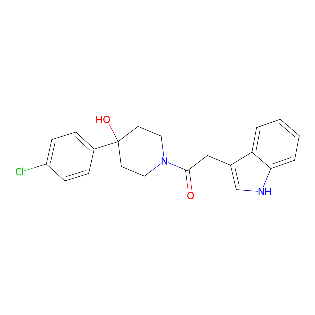 1-[4-(4-chlorophenyl)-4-hydroxypiperidin-1-yl]-2-(1H-indol-3-yl)ethanone molecular structure, CAS 1574494-40-8