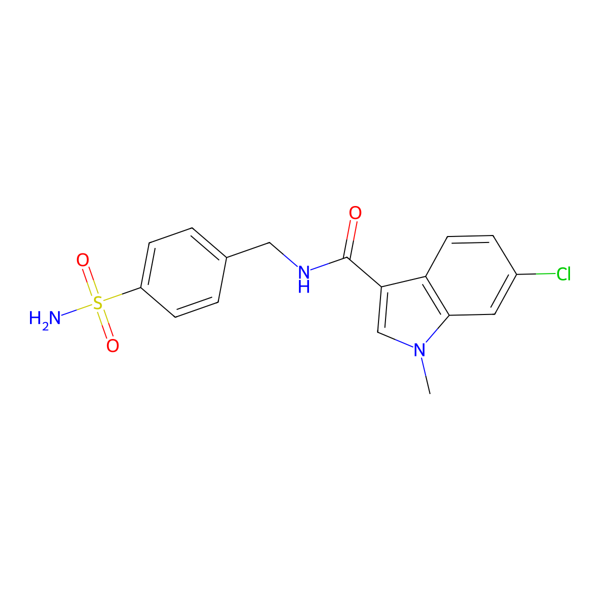 6-chloro-1-methyl-N-(4-sulfamoylbenzyl)-1H-indole-3-carboxamide molecular structure, CAS 1574494-74-8
