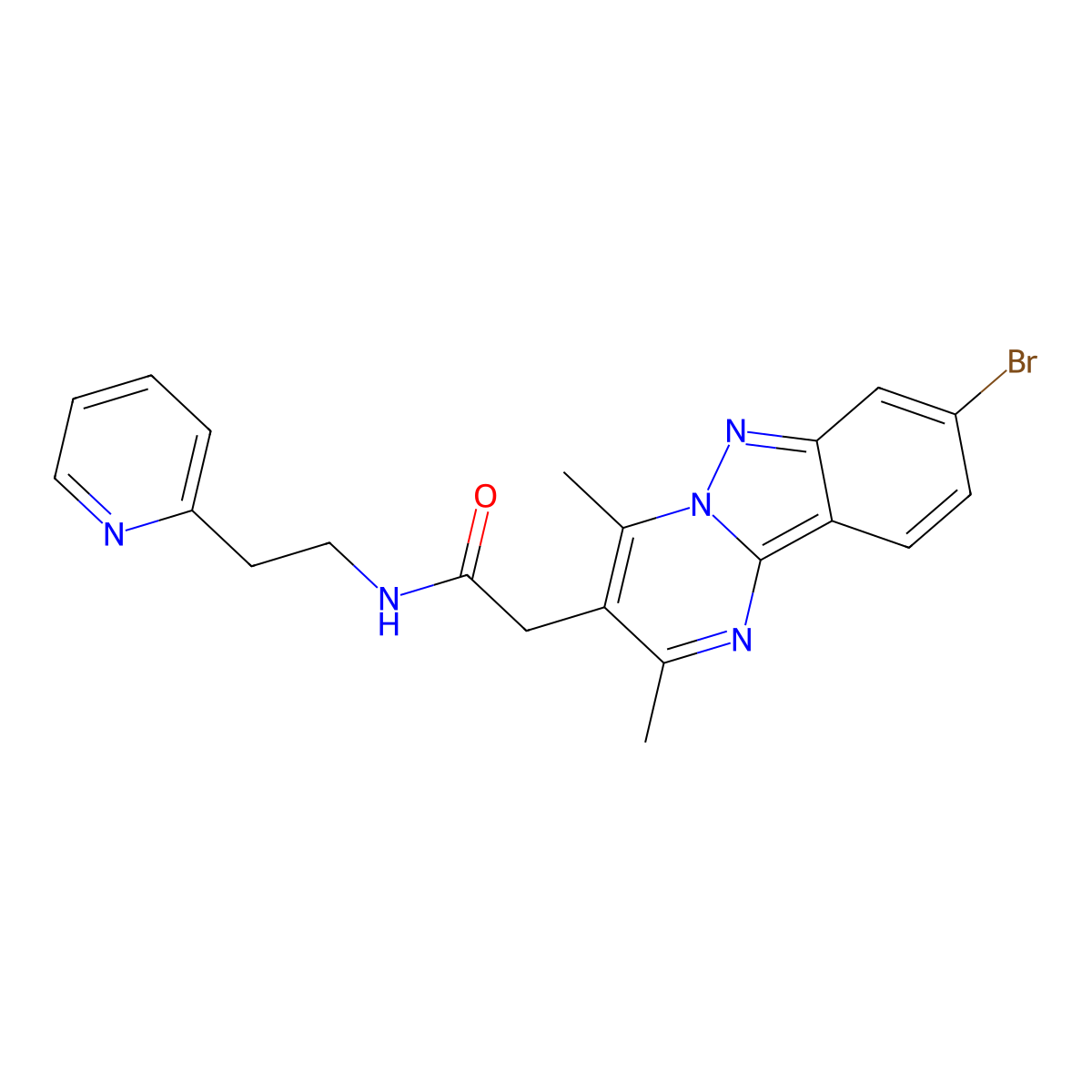 2-(8-bromo-2,4-dimethylpyrimido[1,2-b]indazol-3-yl)-N-[2-(2-pyridyl)ethyl]acetamide molecular structure, CAS 1574494-75-9