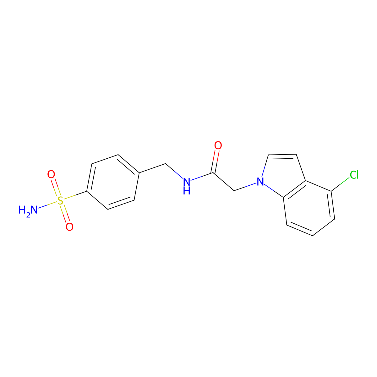 2-(4-chloro-1H-indol-1-yl)-N-(4-sulfamoylbenzyl)acetamide molecular structure, CAS 1574494-80-6