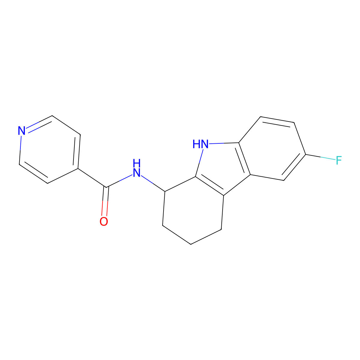 N-(6-fluoro-2,3,4,9-tetrahydro-1H-carbazol-1-yl)isonicotinamide molecular structure, CAS 1574494-86-2