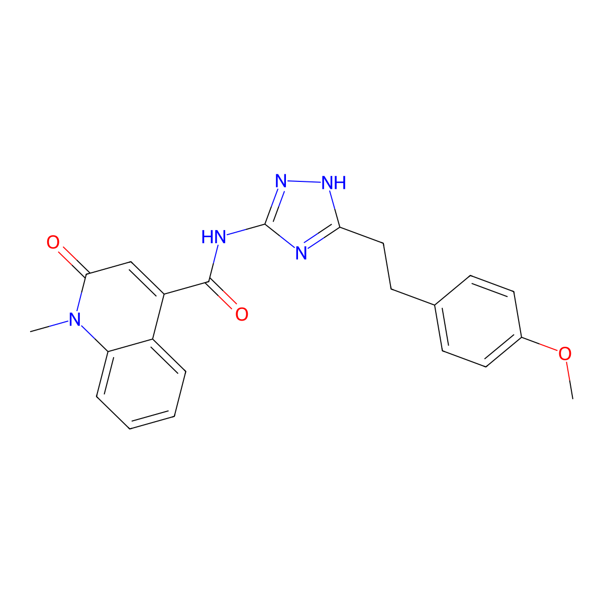 N-{3-[2-(4-methoxyphenyl)ethyl]-1H-1,2,4-triazol-5-yl}-1-methyl-2-oxo-1,2-dihydroquinoline-4-carboxamide molecular structure, CAS 1574494-87-3