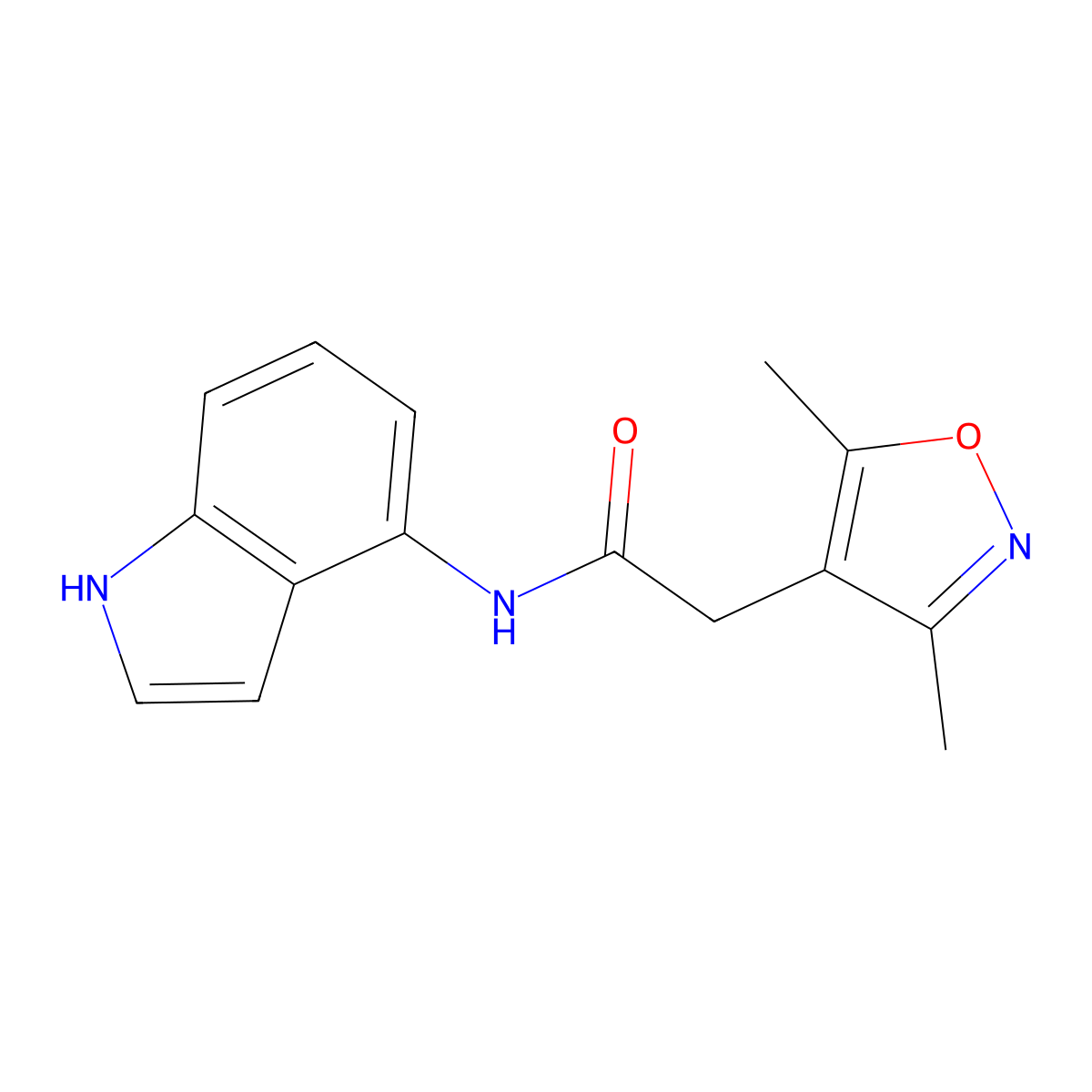 2-(3,5-dimethyl-1,2-oxazol-4-yl)-N-(1H-indol-4-yl)acetamide molecular structure, CAS 1574494-94-2