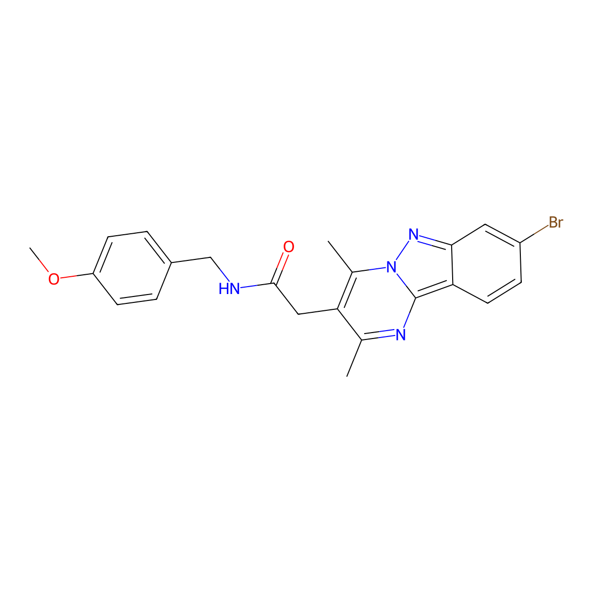 2-(8-bromo-2,4-dimethylpyrimido[1,2-b]indazol-3-yl)-N-(4-methoxybenzyl)acetamide molecular structure, CAS 1574495-06-9