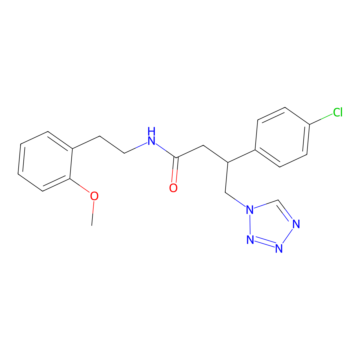 3-(4-chlorophenyl)-N-[2-(2-methoxyphenyl)ethyl]-4-(1H-tetrazol-1-yl)butanamide molecular structure, CAS 1574495-18-3