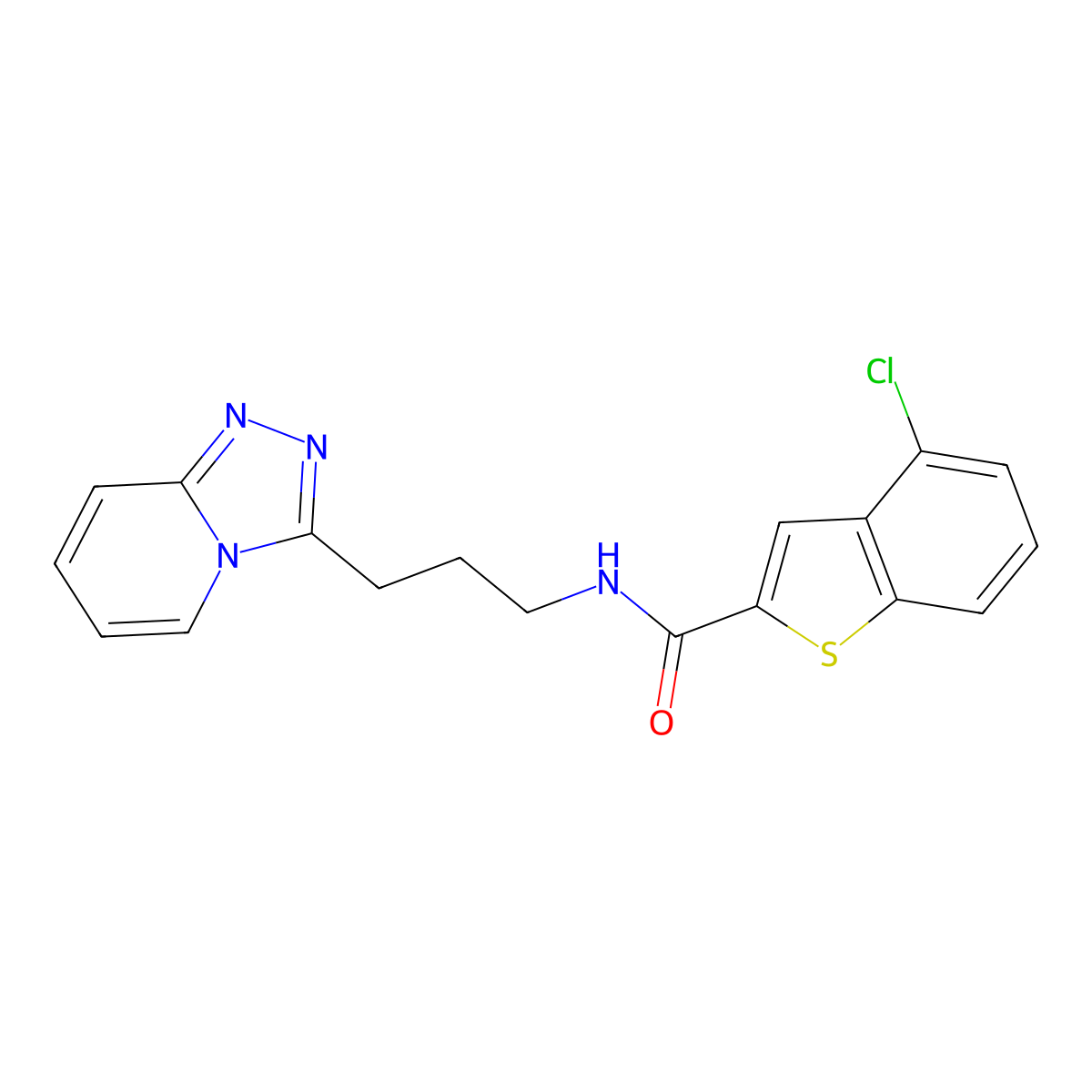 4-chloro-N-[3-([1,2,4]triazolo[4,3-a]pyridin-3-yl)propyl]-1-benzothiophene-2-carboxamide molecular structure, CAS 1574495-20-7