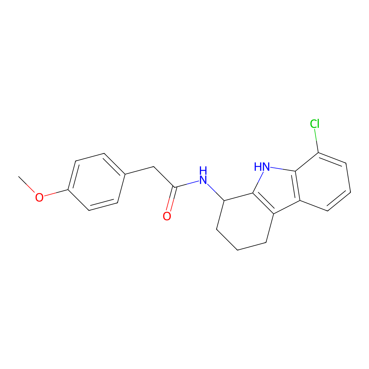 N-(8-chloro-2,3,4,9-tetrahydro-1H-carbazol-1-yl)-2-(4-methoxyphenyl)acetamide molecular structure, CAS 1574495-30-9