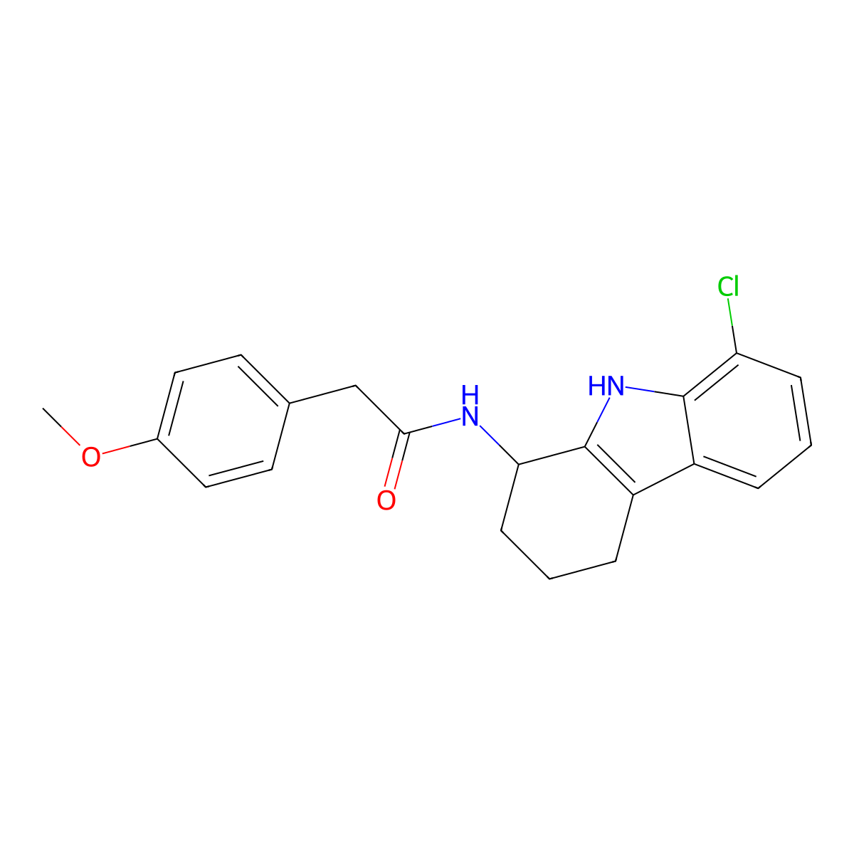 N-(8-chloro-2,3,4,9-tetrahydro-1H-carbazol-1-yl)-2-(4-methoxyphenyl)acetamide molecular structure, CAS 1574495-30-9