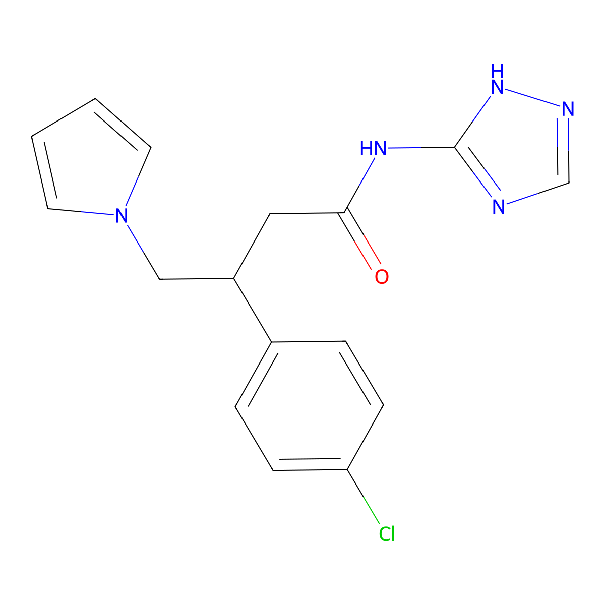 3-(4-chlorophenyl)-4-(1H-pyrrol-1-yl)-N-(1H-1,2,4-triazol-3-yl)butanamide molecular structure, CAS 1574495-33-2