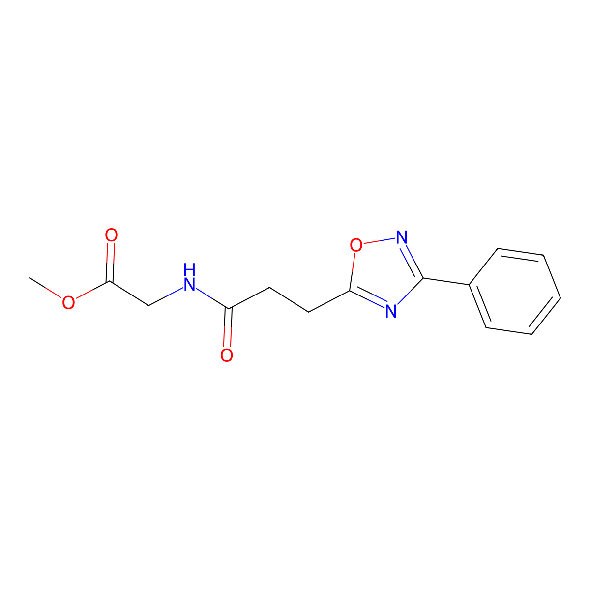 methyl N-[3-(3-phenyl-1,2,4-oxadiazol-5-yl)propanoyl]glycinate molecular structure, CAS 1574495-39-8