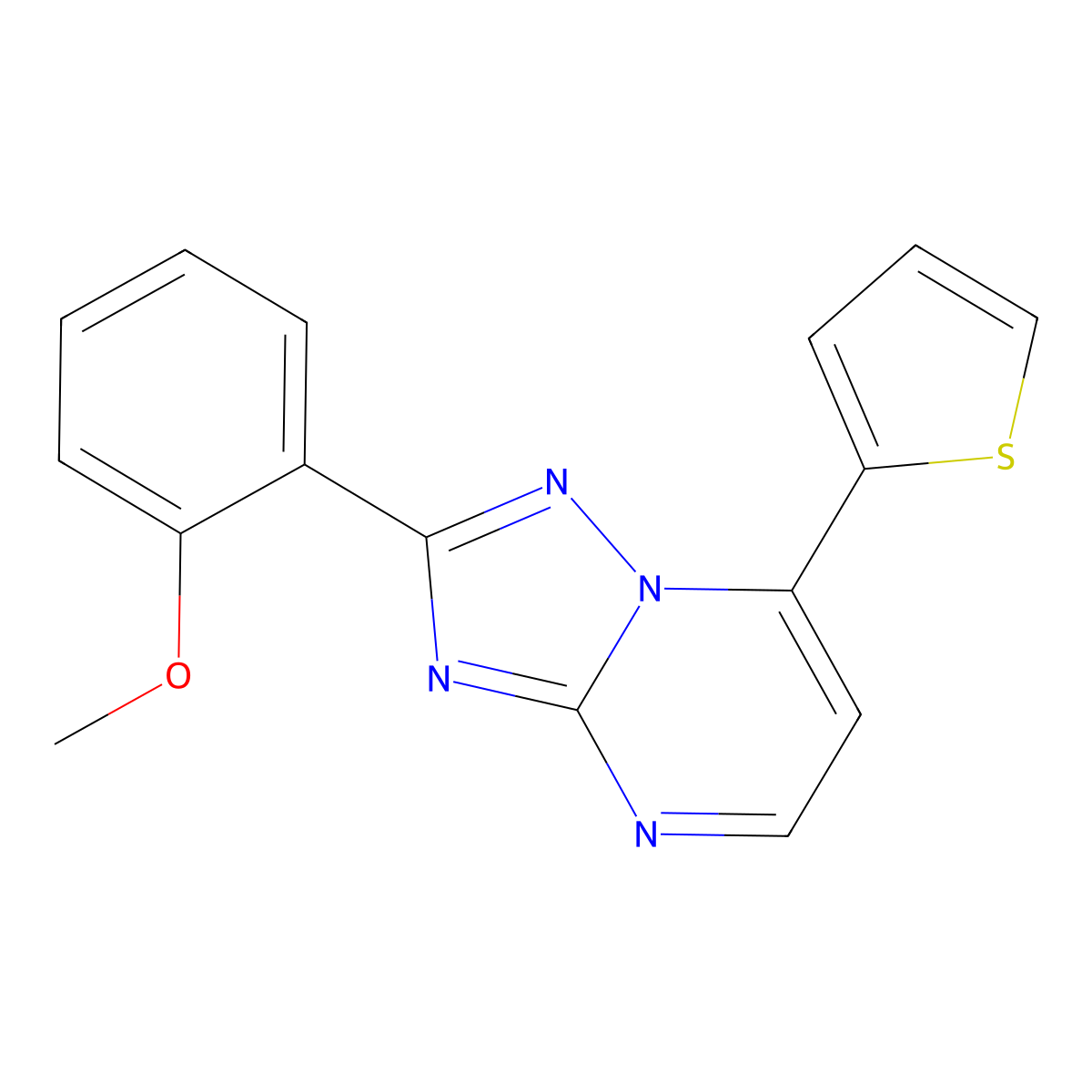 2-(2-Methoxyphenyl)-7-(2-thienyl)[1,2,4]triazolo[1,5-a]pyrimidine molecular structure, CAS 1574495-48-9