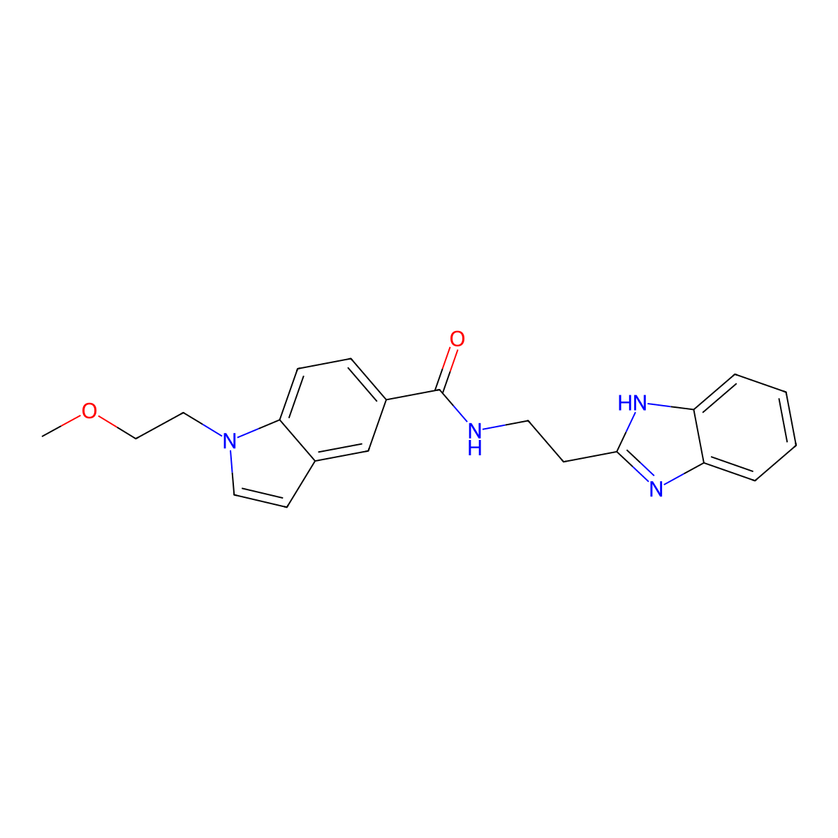 N-[2-(1H-1,3-benzimidazol-2-yl)ethyl]-1-(2-methoxyethyl)-1H-indole-5-carboxamide molecular structure, CAS 1574495-65-0