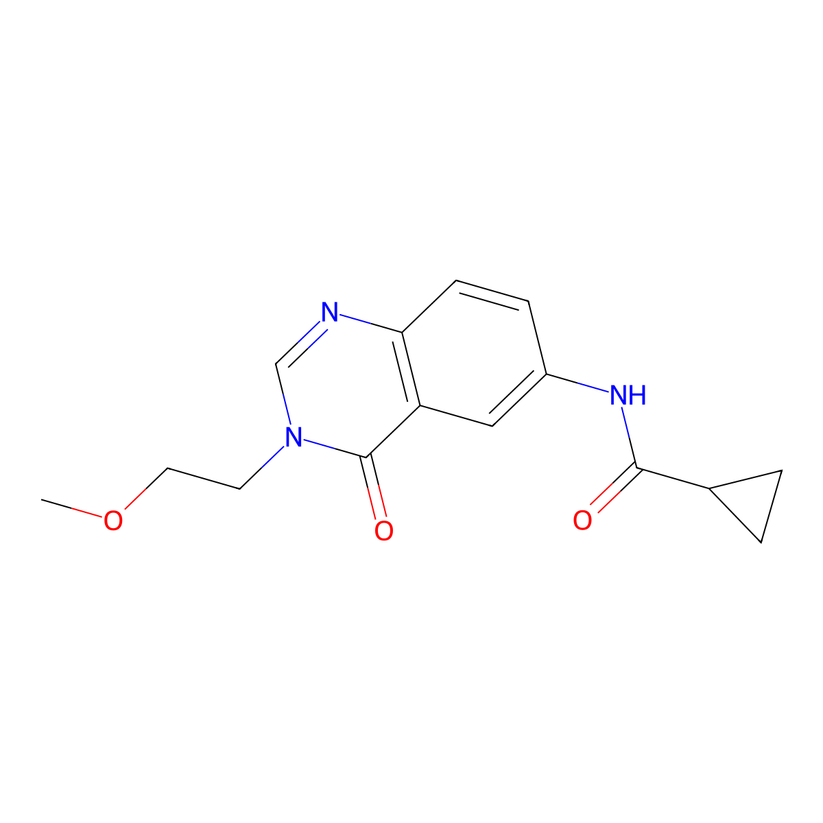 N-[3-(2-methoxyethyl)-4-oxo-3,4-dihydroquinazolin-6-yl]cyclopropanecarboxamide molecular structure, CAS 1574495-72-9