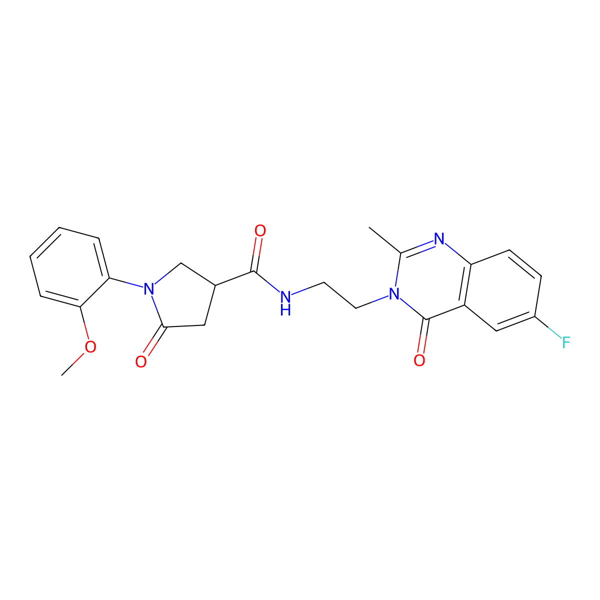 N-[2-(6-fluoro-2-methyl-4-oxoquinazolin-3(4H)-yl)ethyl]-1-(2-methoxyphenyl)-5-oxopyrrolidine-3-carboxamide molecular structure, CAS 1574495-82-1