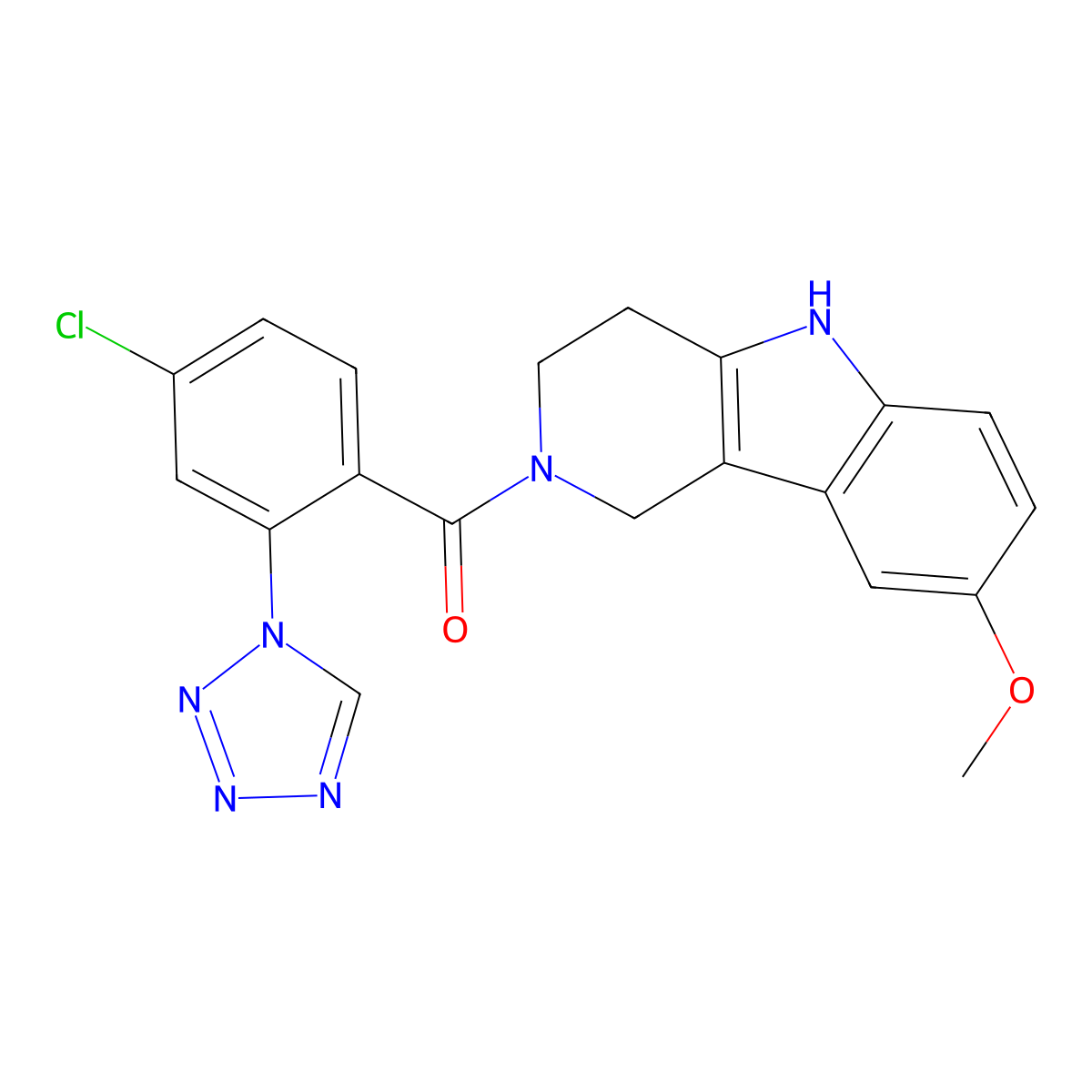 [4-chloro-2-(1H-tetrazol-1-yl)phenyl](8-methoxy-1,3,4,5-tetrahydro-2H-pyrido[4,3-b]indol-2-yl)methanone molecular structure, CAS 1574495-89-8