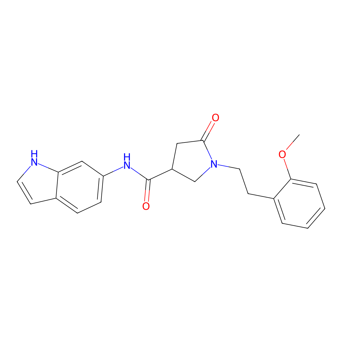 N-(1H-indol-6-yl)-1-[2-(2-methoxyphenyl)ethyl]-5-oxopyrrolidine-3-carboxamide molecular structure, CAS 1574495-92-3