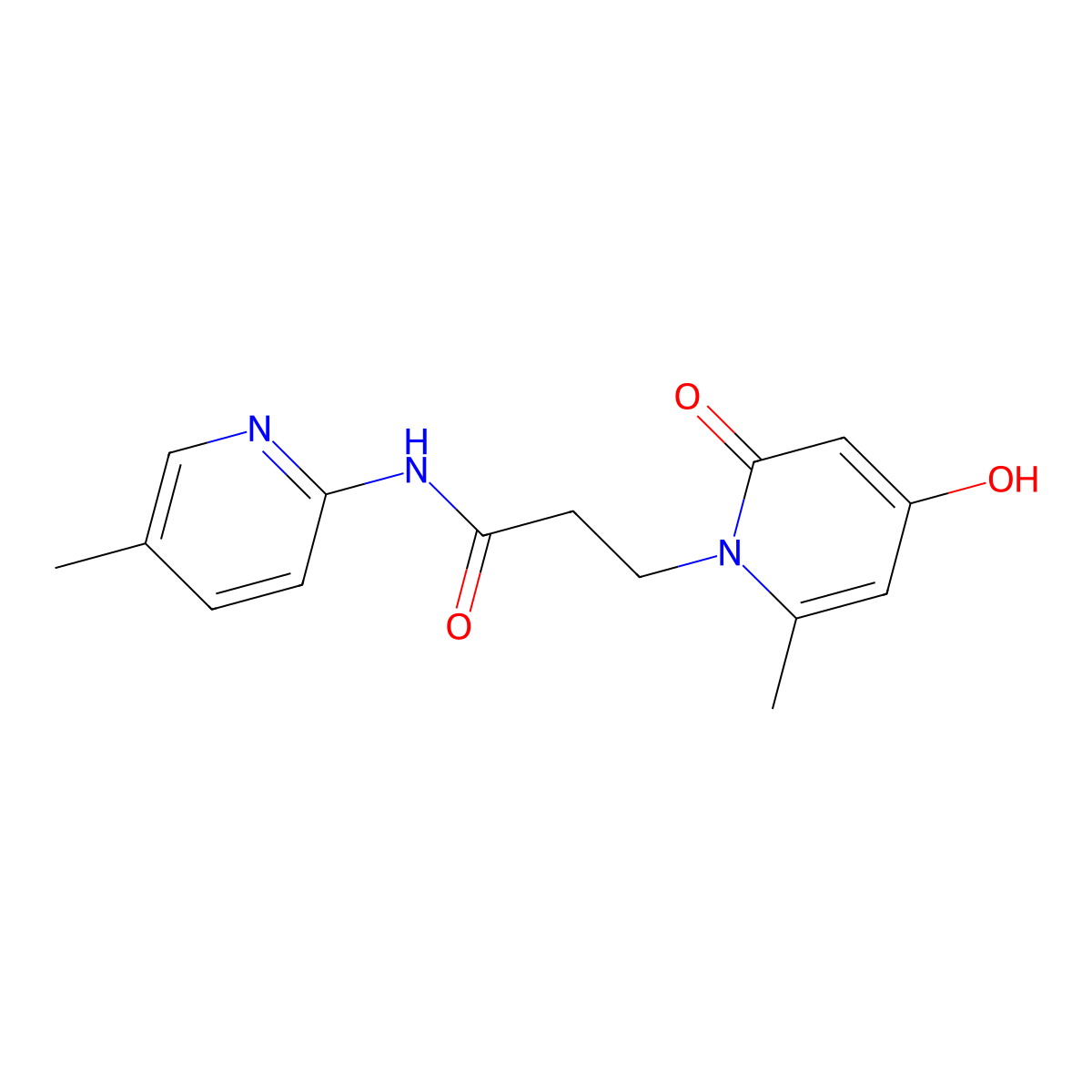 3-[4-hydroxy-2-methyl-6-oxo-1(6H)-pyridinyl]-N-(5-methyl-2-pyridyl)propanamide molecular structure, CAS 1574496-03-9