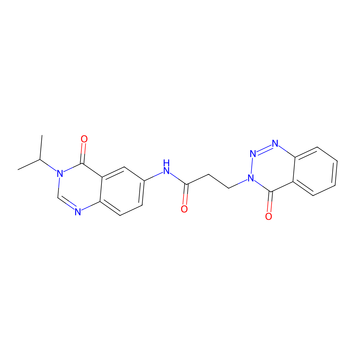 3-(4-oxo-1,2,3-benzotriazin-3(4H)-yl)-N-[4-oxo-3-(propan-2-yl)-3,4-dihydroquinazolin-6-yl]propanamide molecular structure, CAS 1574496-16-4