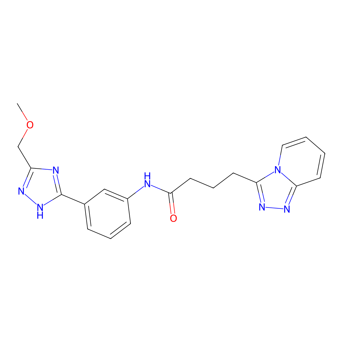 N-{3-[5-(methoxymethyl)-1H-1,2,4-triazol-3-yl]phenyl}-4-([1,2,4]triazolo[4,3-a]pyridin-3-yl)butanamide molecular structure, CAS 1574496-24-4