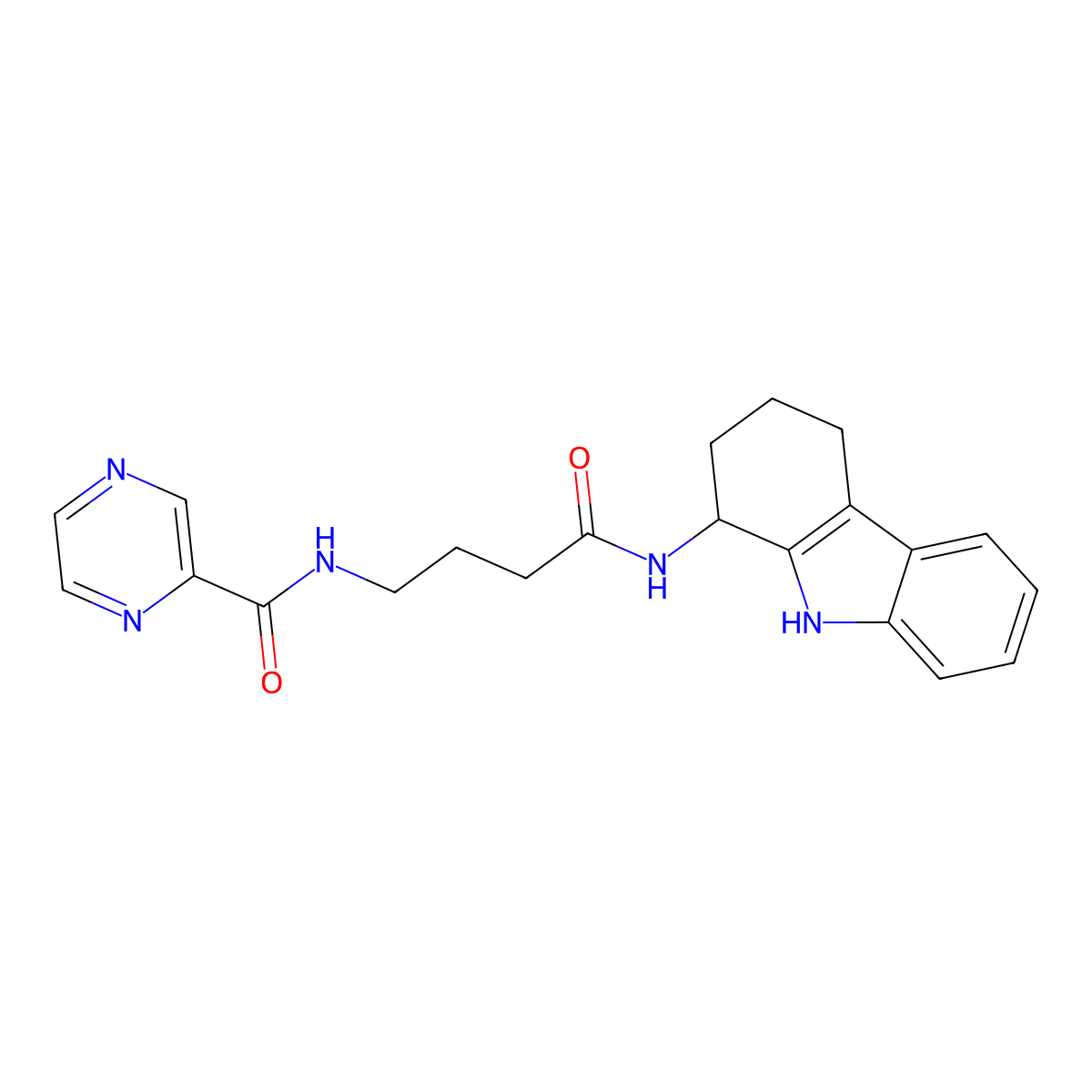 N-[4-oxo-4-(2,3,4,9-tetrahydro-1H-carbazol-1-ylamino)butyl]pyrazine-2-carboxamide molecular structure, CAS 1574496-46-0