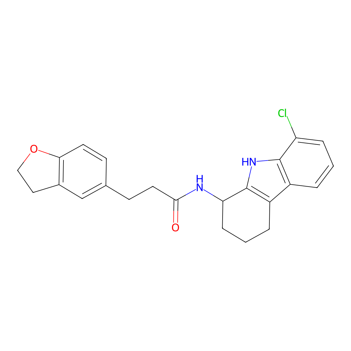 N-(8-chloro-2,3,4,9-tetrahydro-1H-carbazol-1-yl)-3-(2,3-dihydrobenzofuran-5-yl)propanamide molecular structure, CAS 1574496-55-1