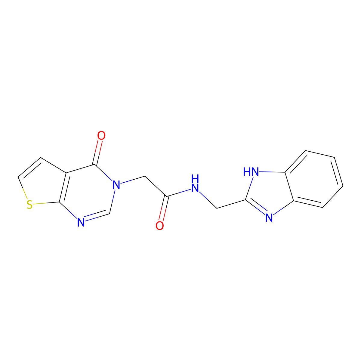 N-(1H-1,3-benzimidazol-2-ylmethyl)-2-[4-oxothieno[2,3-d]pyrimidin-3(4H)-yl]acetamide molecular structure, CAS 1574496-59-5