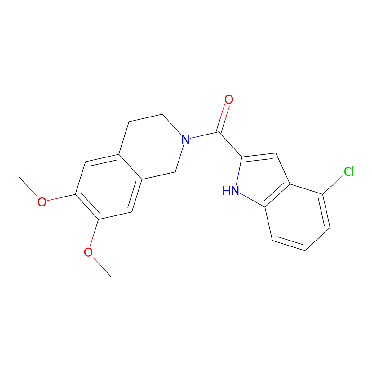 (4-chloro-1H-indol-2-yl)(6,7-dimethoxy-3,4-dihydroisoquinolin-2(1H)-yl)methanone molecular structure, CAS 1574496-60-8